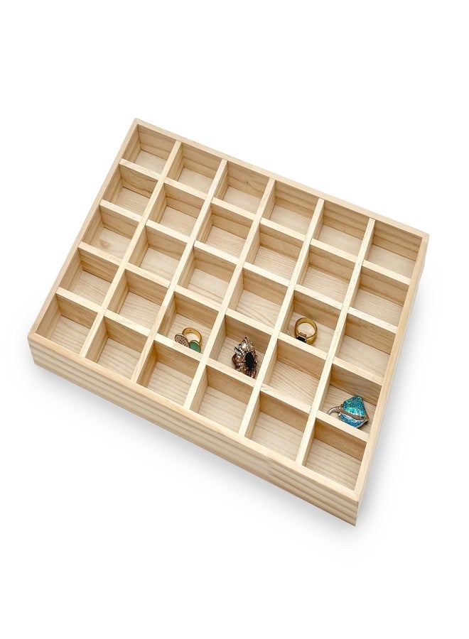 بامبو بام آند بو - صينية تنظيم خشبية مقسمة إلى 30 قسمًا للأدراج، الحمام، المطبخ، طاولة الزينة، المكياج، المجوهرات، والأواني (13.7 بوصة × 9.4 بوصة × 1.3 بوصة). - Image 2